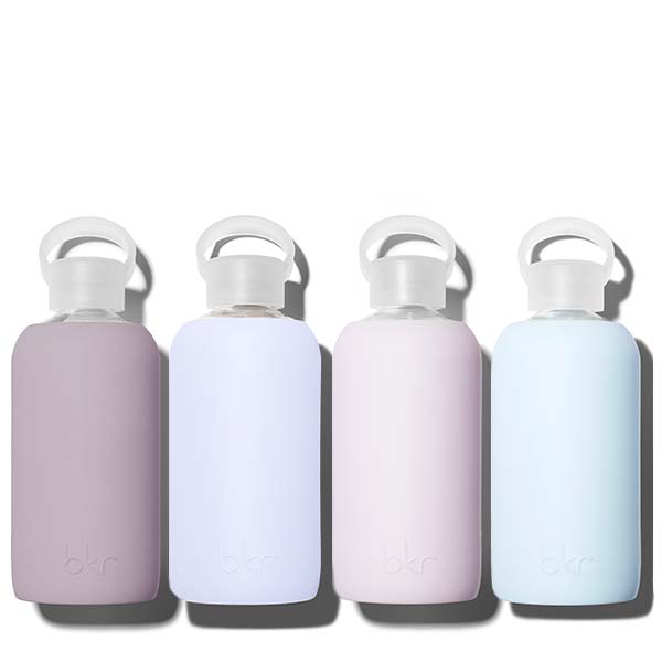 bkr Kiss Kit: Lip Balm + Glass Water Bottle Set: 16oz THE LITTLE BRIDESMAIDS SET - LAVENDERS & BLUES