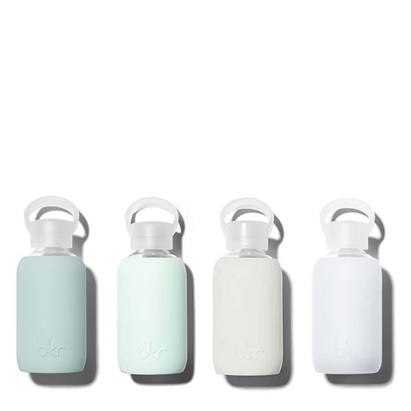 bkr Kiss Kit: Lip Balm + Glass Water Bottle Set: 8oz THE TEENY BRIDESMAIDS SET - GREENS & GREYS