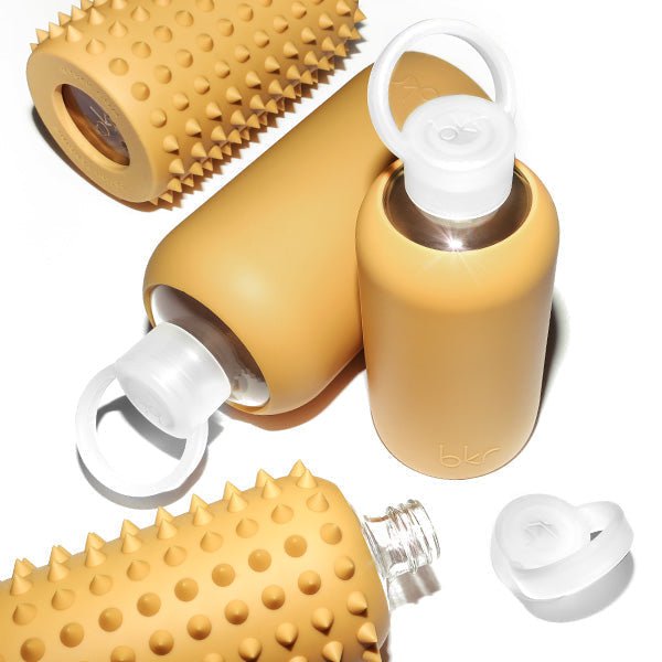 bkr Silicone Sleeve: Glass Water Bottle: 16oz SPIKED GOLDIE 500mL (16 OZ) - SLEEVE ONLY