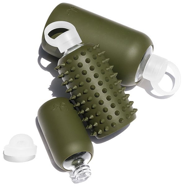 bkr Silicone Sleeve: Glass Water Bottle: 16oz SPIKED OLIVE 500mL (16 OZ) - SLEEVE ONLY