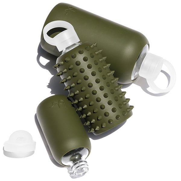 bkr Silicone Sleeve: Glass Water Bottle: 32oz SPIKED OLIVE 1L (32 OZ) - SLEEVE ONLY