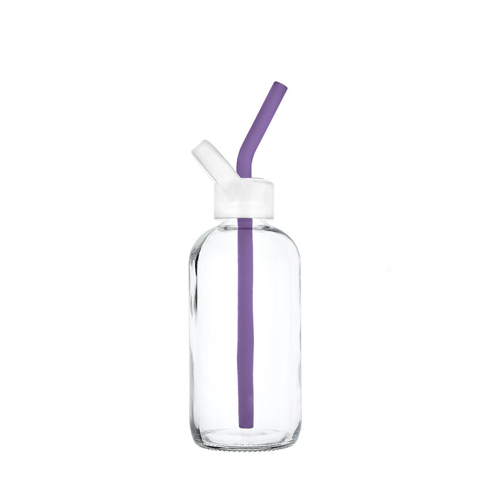 bkr Sip Kit: Silicone Straw + Cap + Glass Water Bottle: 16oz MARY & THE SOCIALITE VIOLETS SIP KIT 500ML (16 OZ)