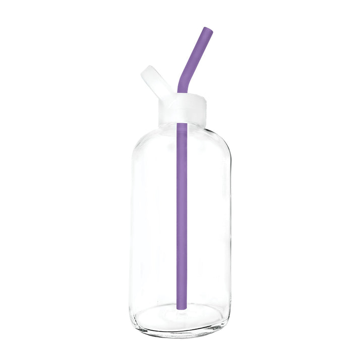 bkr Sip Kit: Silicone Straw + Cap + Glass Water Bottle: 32oz MARY & THE SOCIALITE VIOLETS SIP KIT 1L (32 OZ)