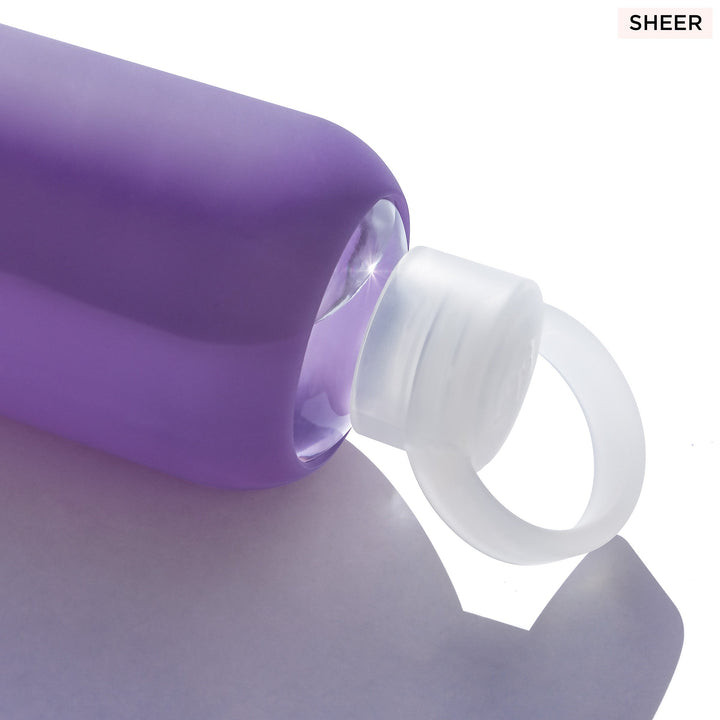 bkr Sip Kit: Silicone Straw + Cap + Glass Water Bottle: 8oz MARY & THE SOCIALITE VIOLETS SIP KIT 250ML (8 OZ)