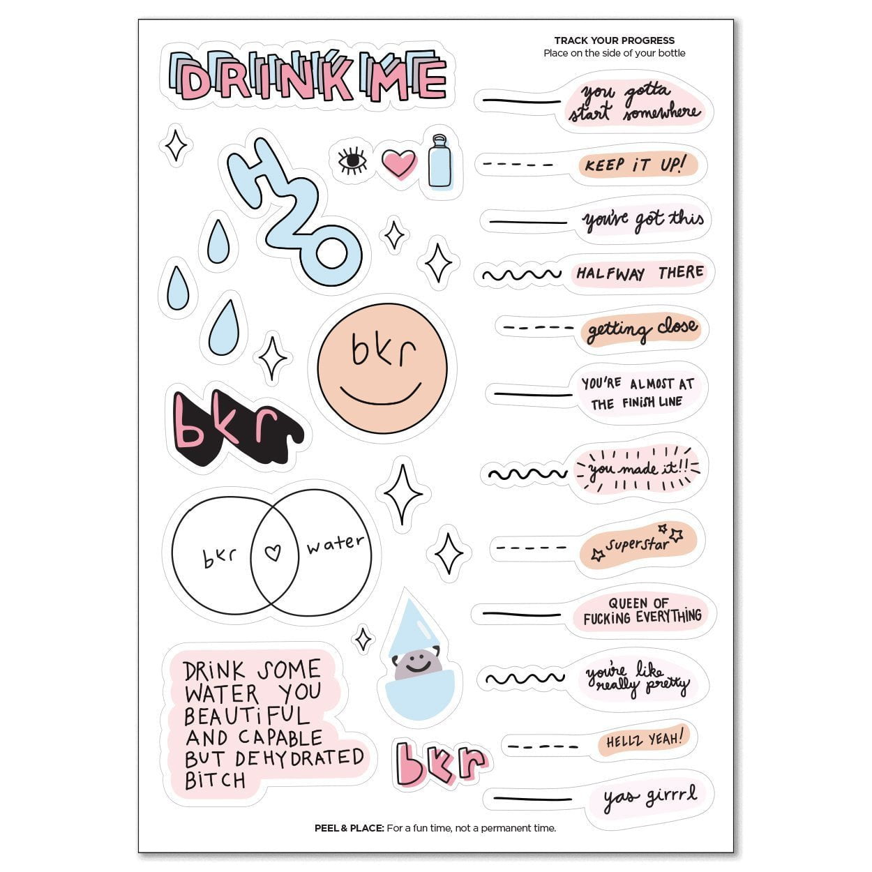 Hydration Goals Sticker Sheet stickers Various – bkr